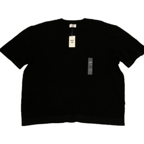 Mode of One Mens Relaxed Fit Short Sleeve Crewneck Sweater Deep Black L - Picture 5 of 5